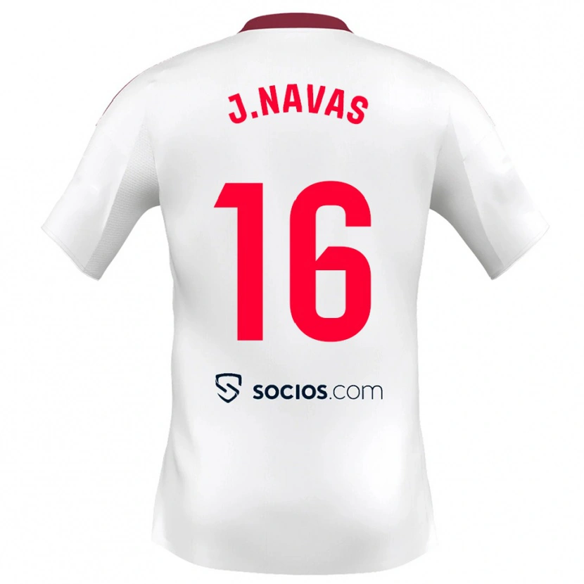 Danxen Kinderen Jesus Navas #16 Wit Rood Thuisshirt Thuistenue 2025/26 T-Shirt