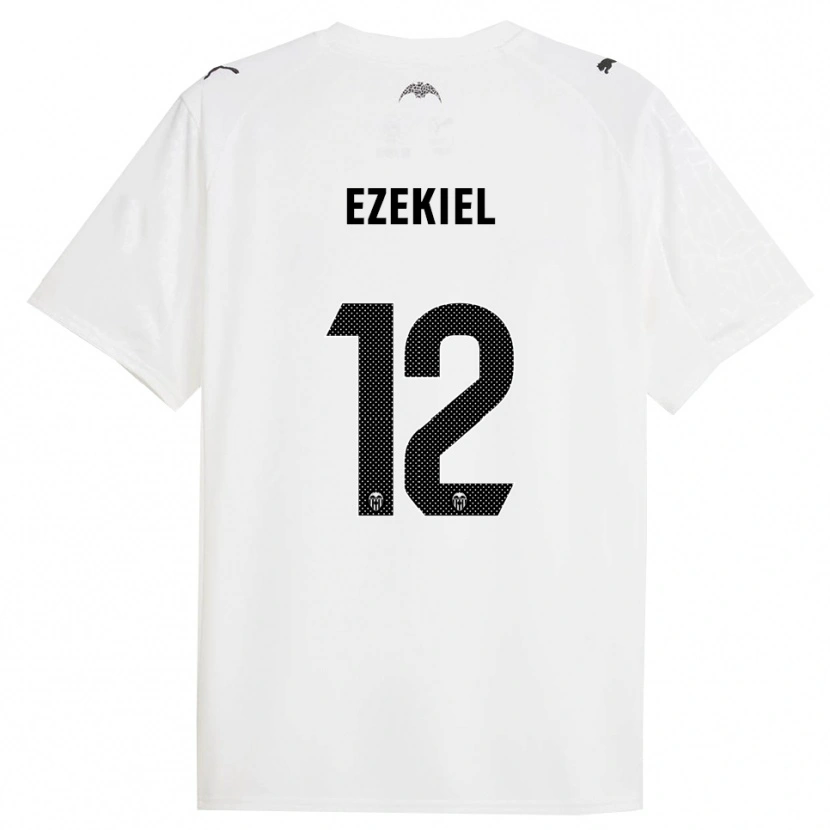 Danxen Kinderen Ezekiel Montunrayo #12 Wit Zwart Thuisshirt Thuistenue 2025/26 T-Shirt