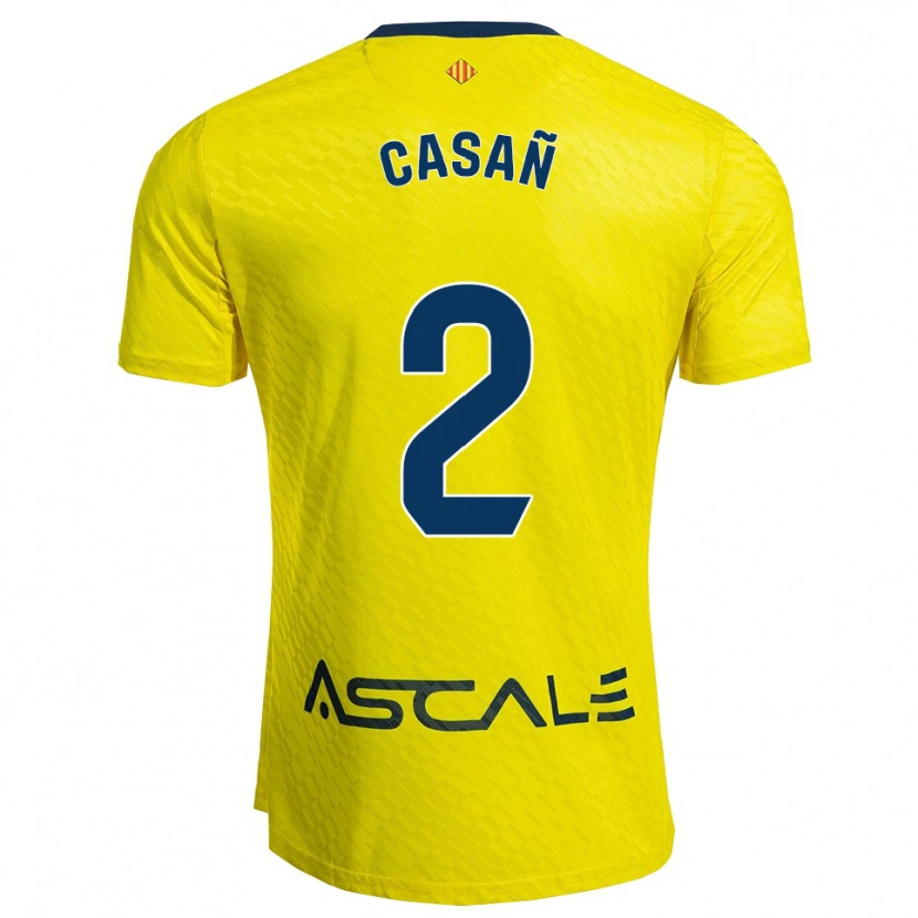 Danxen Kinderen Jorge Casañ #2 Geel Marineblauw Thuisshirt Thuistenue 2025/26 T-Shirt