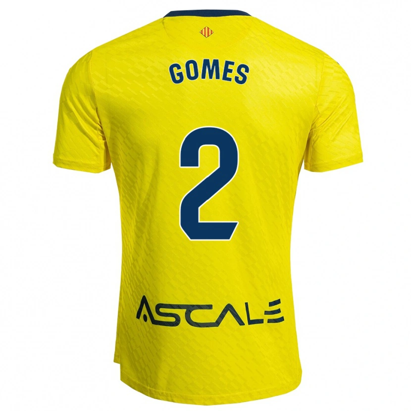 Danxen Kinderen Vique Gomes #2 Geel Marineblauw Thuisshirt Thuistenue 2025/26 T-Shirt