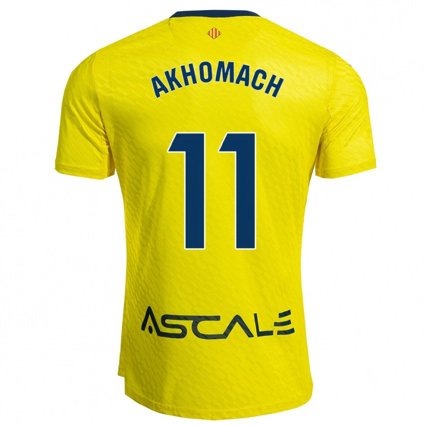 Danxen Kinderen Ilias Akhomach #11 Geel Marineblauw Thuisshirt Thuistenue 2025/26 T-Shirt