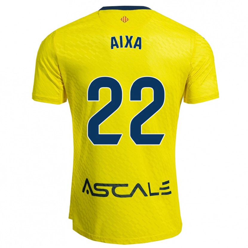 Danxen Kinderen Aixa Salvador García #22 Geel Marineblauw Thuisshirt Thuistenue 2025/26 T-Shirt