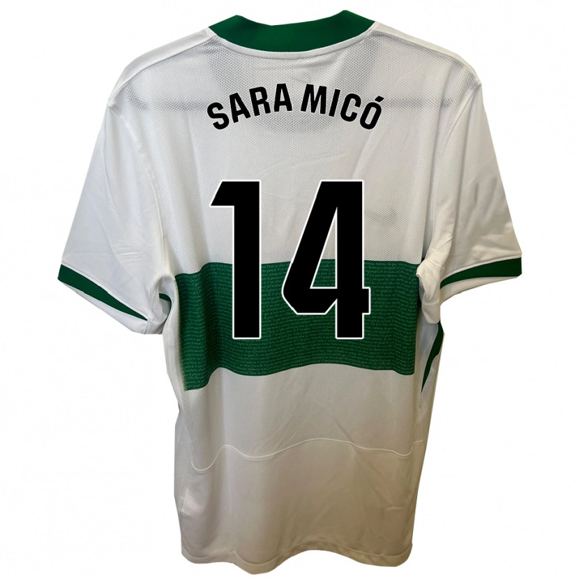 Danxen Kinderen Sara Micó Soler #14 Wit Groen Thuisshirt Thuistenue 2025/26 T-Shirt