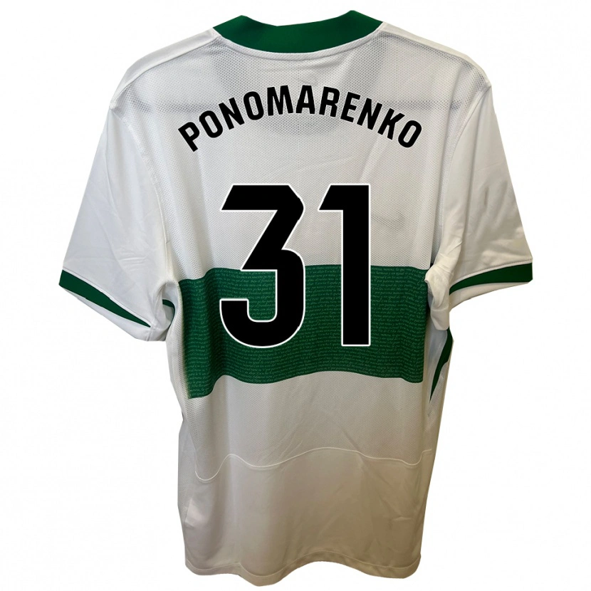 Danxen Kinderen Borys Ponomarenko #31 Wit Groen Thuisshirt Thuistenue 2025/26 T-Shirt
