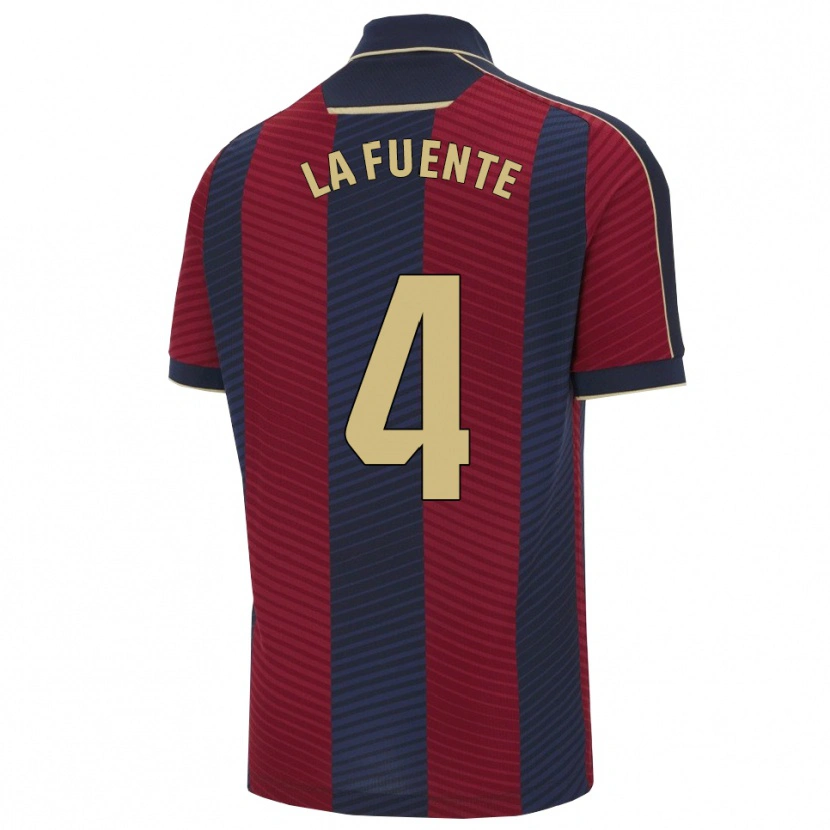 Danxen Kinderen Adrián De La Fuente #4 Rood Marineblauw Thuisshirt Thuistenue 2025/26 T-Shirt