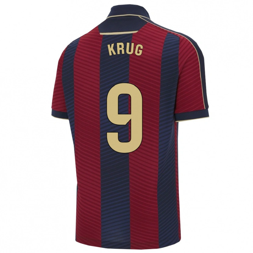 Danxen Kinderen Frederick Krug #9 Rood Marineblauw Thuisshirt Thuistenue 2025/26 T-Shirt