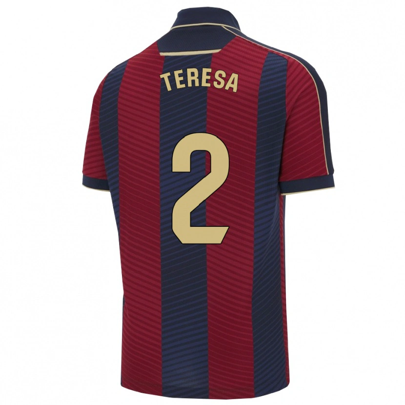 Danxen Kinderen Teresa Mérida #2 Rood Marineblauw Thuisshirt Thuistenue 2025/26 T-Shirt