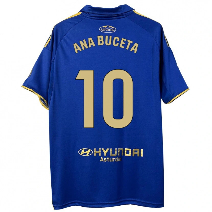 Danxen Kinderen Ana Buceta #10 Blauw Goud Thuisshirt Thuistenue 2025/26 T-Shirt