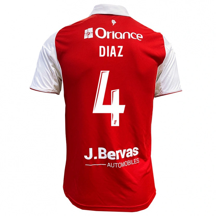 Danxen Kinderen Junior Diaz #4 Rood Wit Thuisshirt Thuistenue 2025/26 T-Shirt