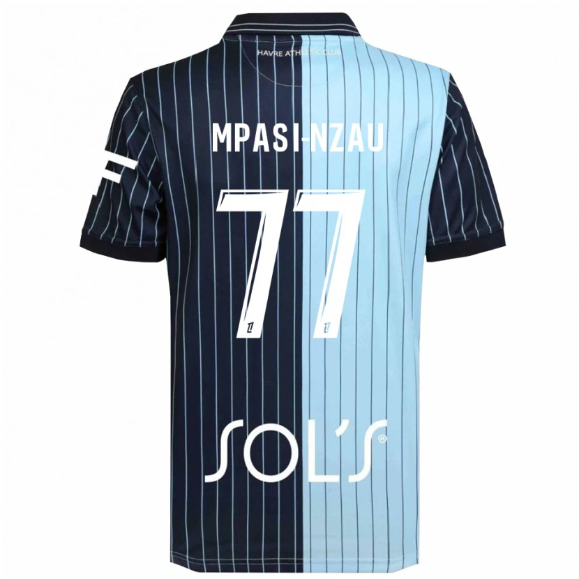 Danxen Kinderen Lionel Mpasi-Nzau #77 Marineblauw Hemelsblauw Thuisshirt Thuistenue 2025/26 T-Shirt