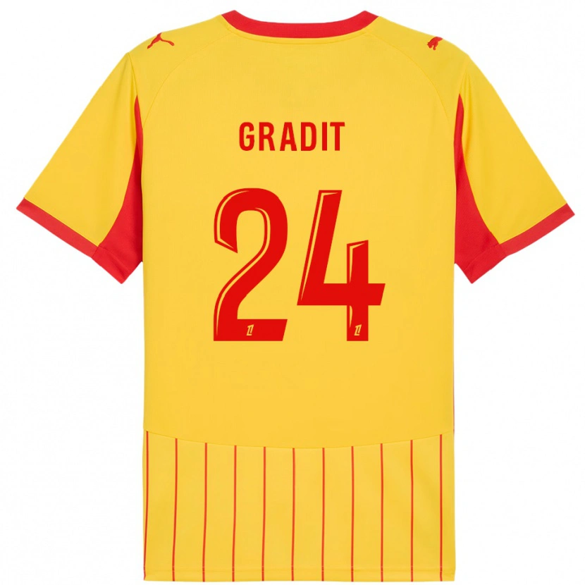Danxen Kinderen Jonathan Gradit #24 Geel Rood Thuisshirt Thuistenue 2025/26 T-Shirt