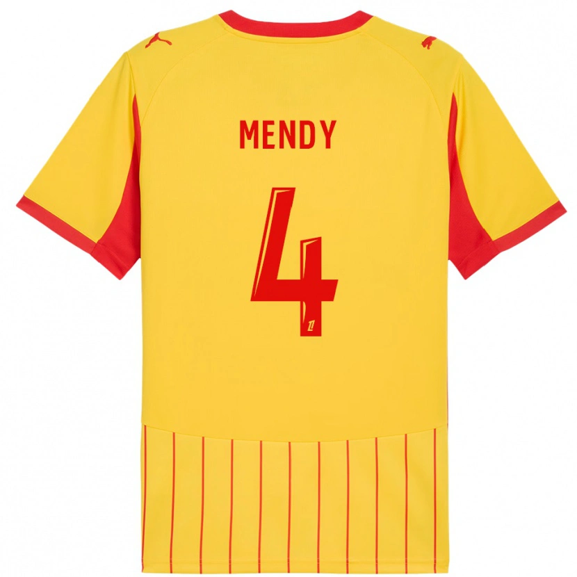 Danxen Kinderen Ellijah Mendy #4 Geel Rood Thuisshirt Thuistenue 2025/26 T-Shirt