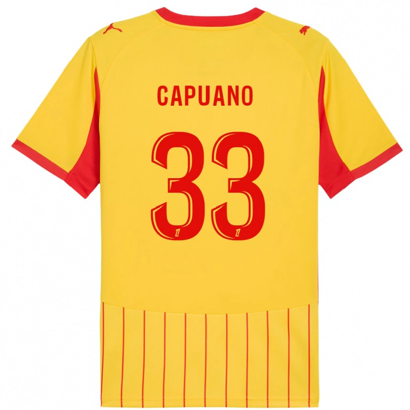 Danxen Kinderen Gabin Capuano #33 Geel Rood Thuisshirt Thuistenue 2025/26 T-Shirt