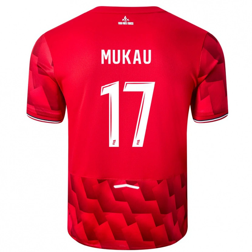 Danxen Kinderen Ngal'ayel Mukau #17 Rood Wit Thuisshirt Thuistenue 2025/26 T-Shirt