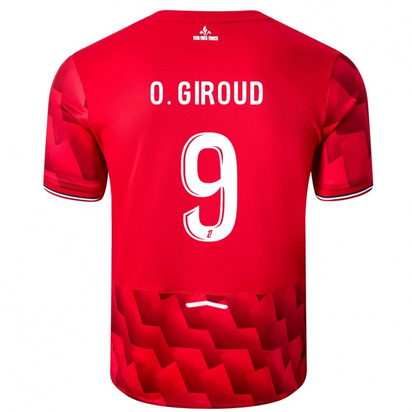 Danxen Kinderen Olivier Giroud #9 Rood Wit Thuisshirt Thuistenue 2025/26 T-Shirt