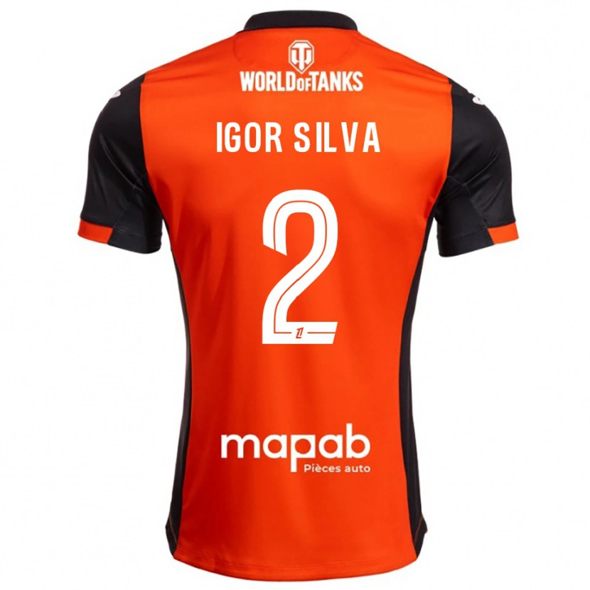 Danxen Kinderen Igor Silva #2 Zwart Oranje Thuisshirt Thuistenue 2025/26 T-Shirt