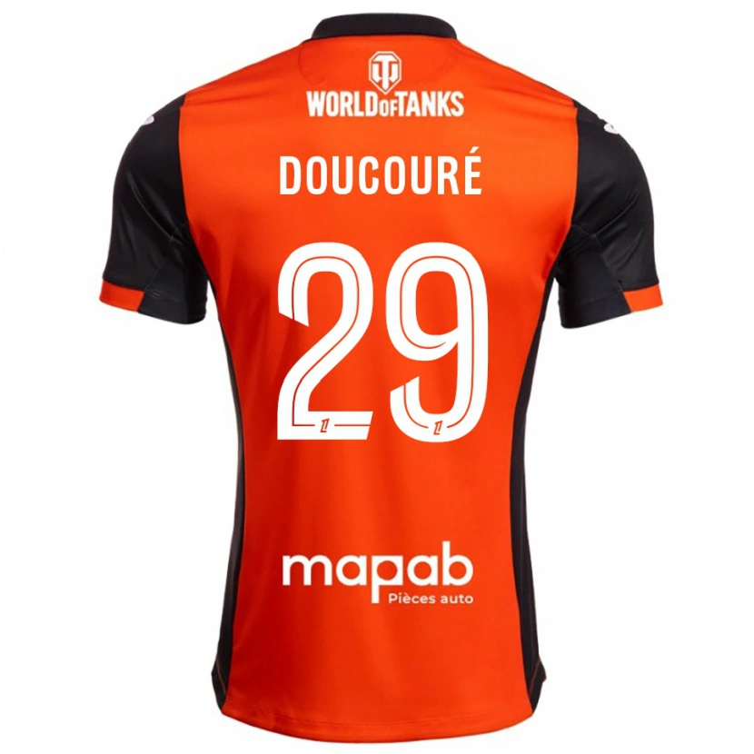 Danxen Kinderen Siriné Doucouré #29 Zwart Oranje Thuisshirt Thuistenue 2025/26 T-Shirt