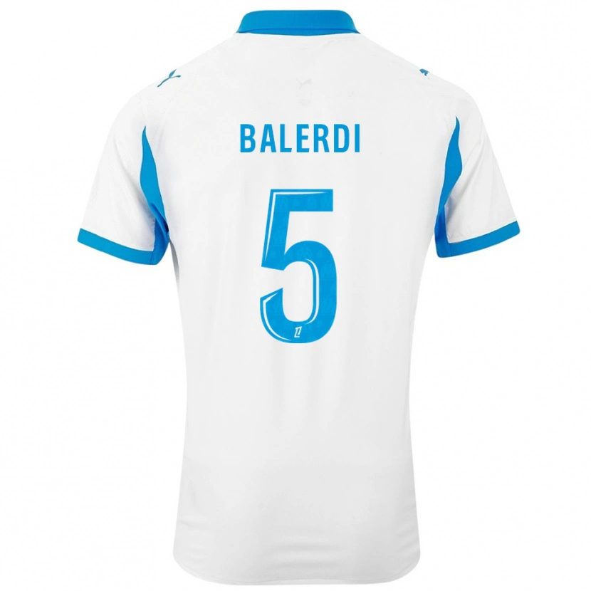 Danxen Kinderen Leonardo Balerdi #5 Wit Hemelsblauw Thuisshirt Thuistenue 2025/26 T-Shirt