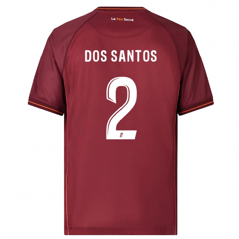 Danxen Kinderen Tahirys Dos Santos #2 Bordeaux Wit Thuisshirt Thuistenue 2025/26 T-Shirt