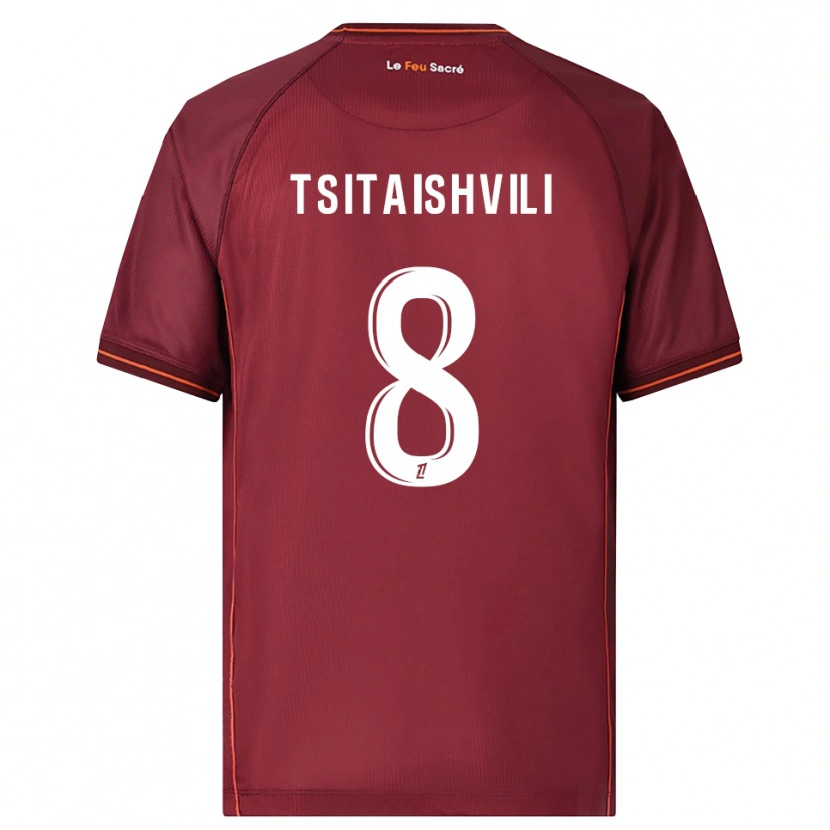 Danxen Kinderen Giorgi Tsitaishvili #8 Bordeaux Wit Thuisshirt Thuistenue 2025/26 T-Shirt