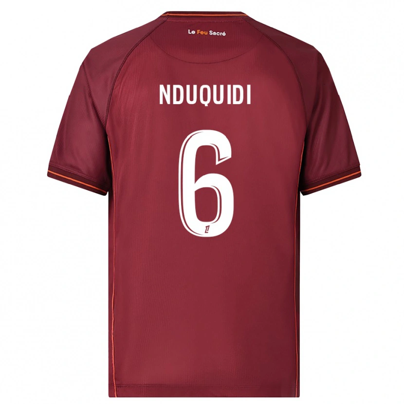 Danxen Kinderen Joseph Nduquidi #6 Bordeaux Wit Thuisshirt Thuistenue 2025/26 T-Shirt