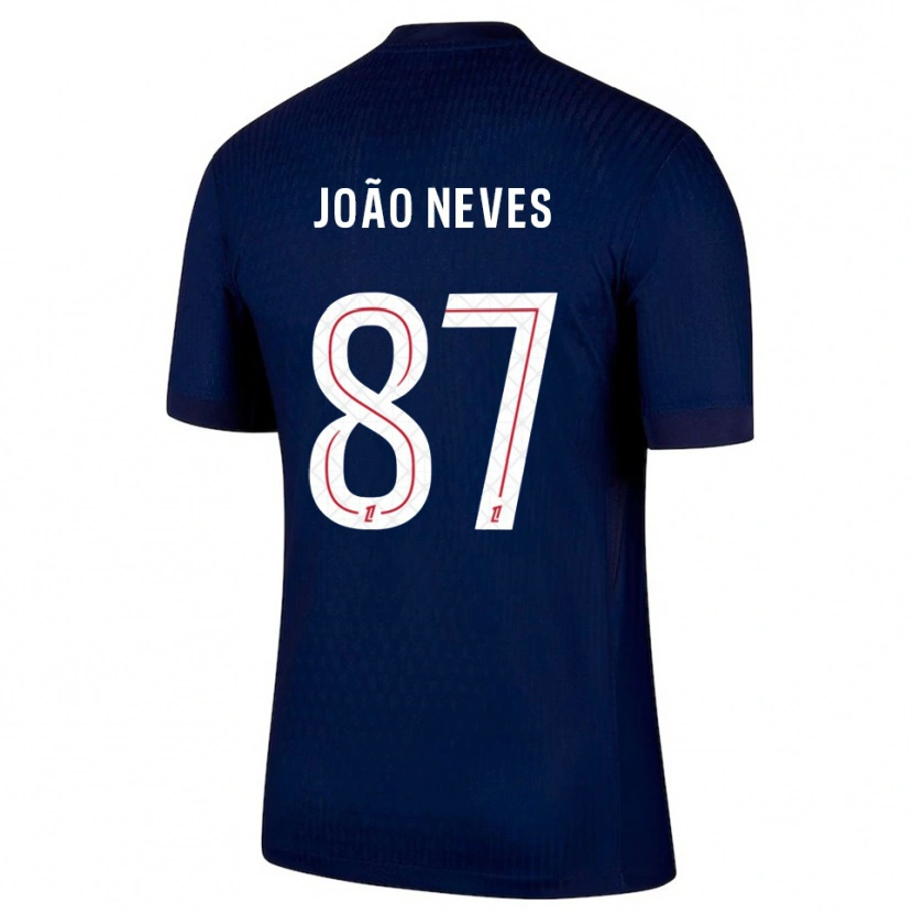 Danxen Kinderen João Neves #87 Marineblauw Rood Thuisshirt Thuistenue 2025/26 T-Shirt