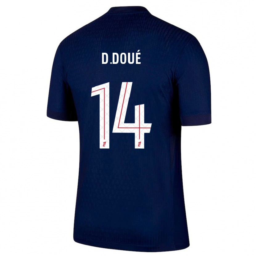 Danxen Kinderen Désiré Doué #14 Marineblauw Rood Thuisshirt Thuistenue 2025/26 T-Shirt