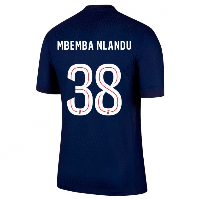 Danxen Kinderen Emmanuel Mbemba #38 Marineblauw Rood Thuisshirt Thuistenue 2025/26 T-Shirt