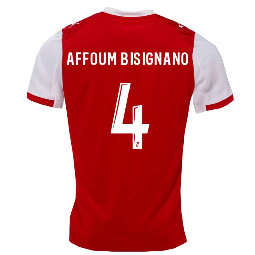 Danxen Kinderen Layan Affoum Bisignano #4 Rood Wit Thuisshirt Thuistenue 2025/26 T-Shirt