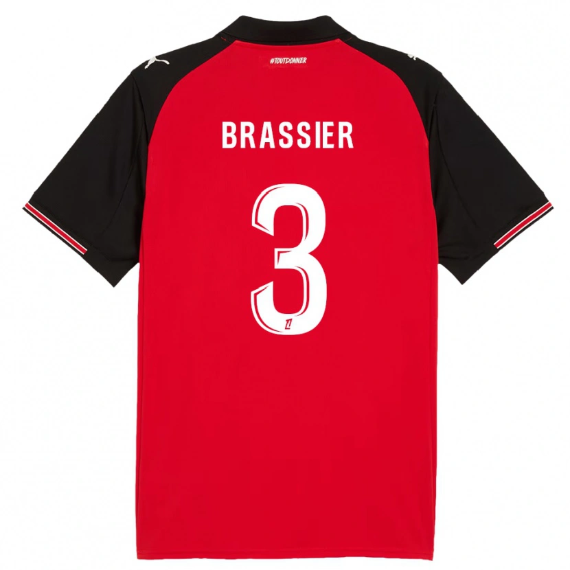Danxen Kinderen Lilian Brassier #3 Rood Zwart Thuisshirt Thuistenue 2025/26 T-Shirt