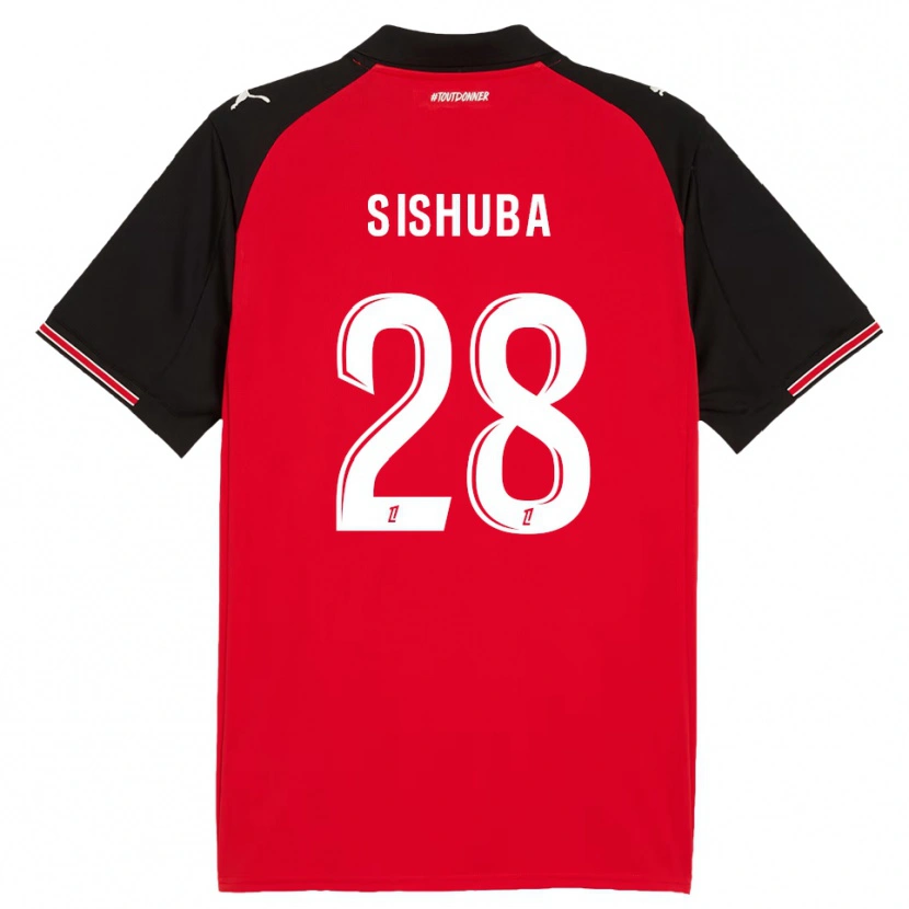 Danxen Kinderen Ayanda Sishuba #28 Rood Zwart Thuisshirt Thuistenue 2025/26 T-Shirt