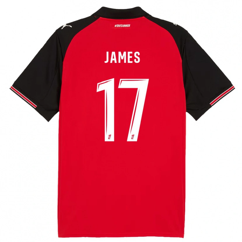 Danxen Kinderen Jordan James #17 Rood Zwart Thuisshirt Thuistenue 2025/26 T-Shirt