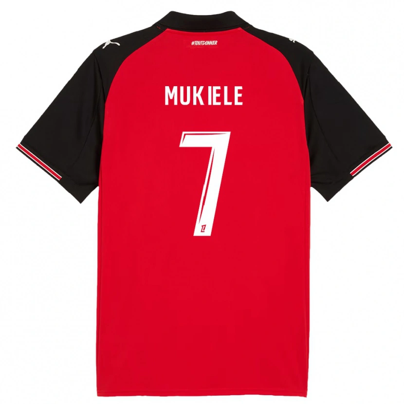 Danxen Kinderen Nordan Mukiele #7 Rood Zwart Thuisshirt Thuistenue 2025/26 T-Shirt
