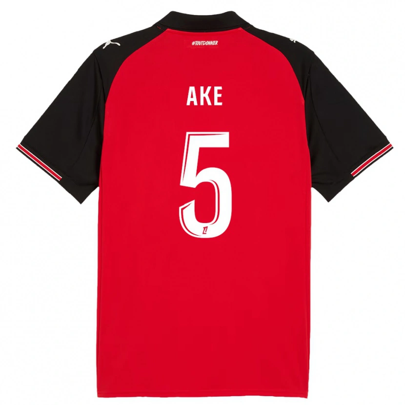 Danxen Kinderen Junior Ake #5 Rood Zwart Thuisshirt Thuistenue 2025/26 T-Shirt