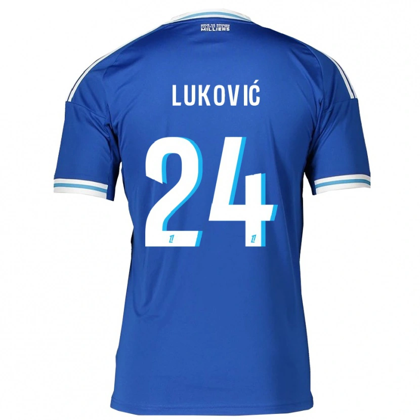 Danxen Kinderen Milos Lukovic #24 Blauw Wit Thuisshirt Thuistenue 2025/26 T-Shirt