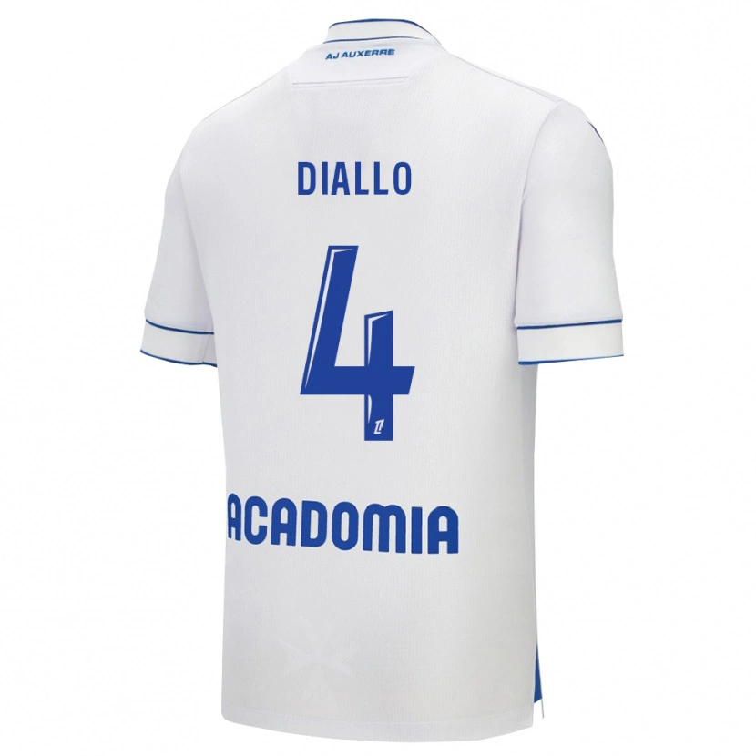 Danxen Kinderen Ibrahim Diallo #4 Wit Blauw Thuisshirt Thuistenue 2025/26 T-Shirt