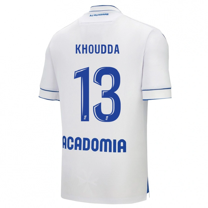 Danxen Kinderen Youssef Khoudda #13 Wit Blauw Thuisshirt Thuistenue 2025/26 T-Shirt
