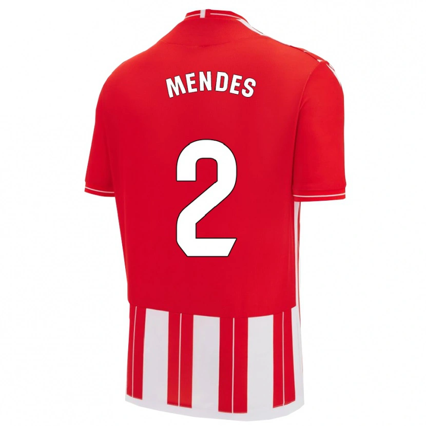 Danxen Kinderen Houboulang Mendes #2 Rood Wit Thuisshirt Thuistenue 2025/26 T-Shirt