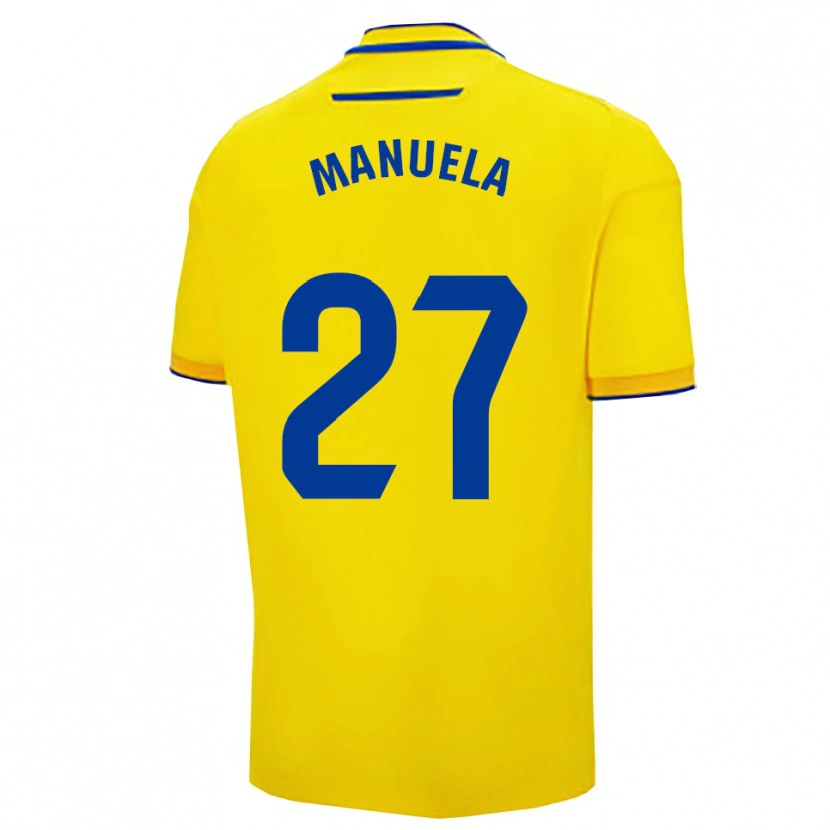 Danxen Kinderen Manuela Carrasco García #27 Geel Marineblauw Thuisshirt Thuistenue 2025/26 T-Shirt