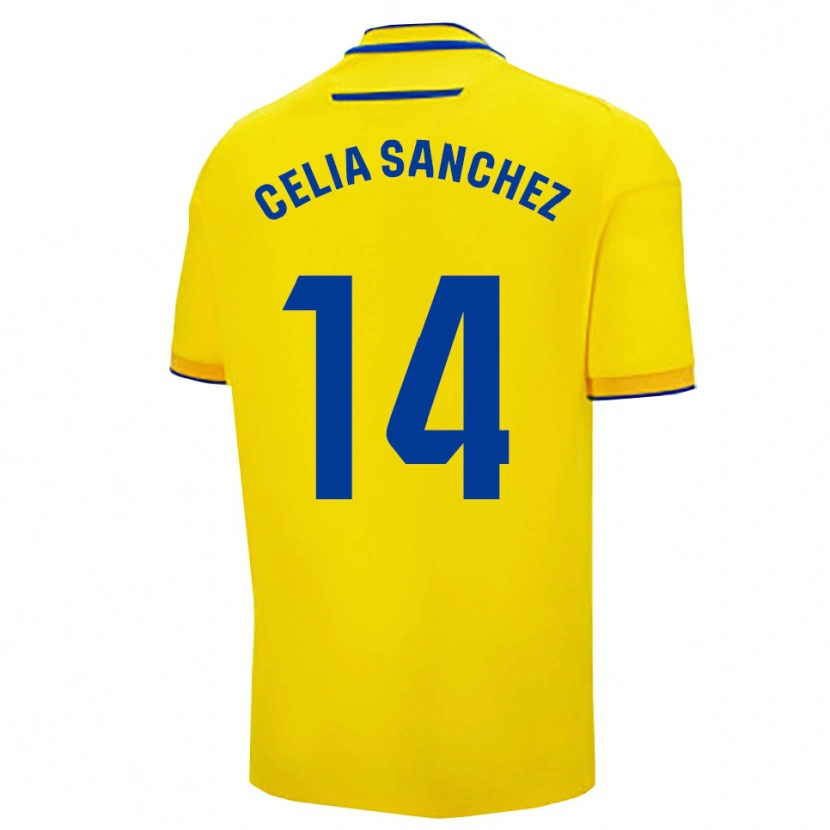 Danxen Kinderen Celia Sánchez García #14 Geel Marineblauw Thuisshirt Thuistenue 2025/26 T-Shirt