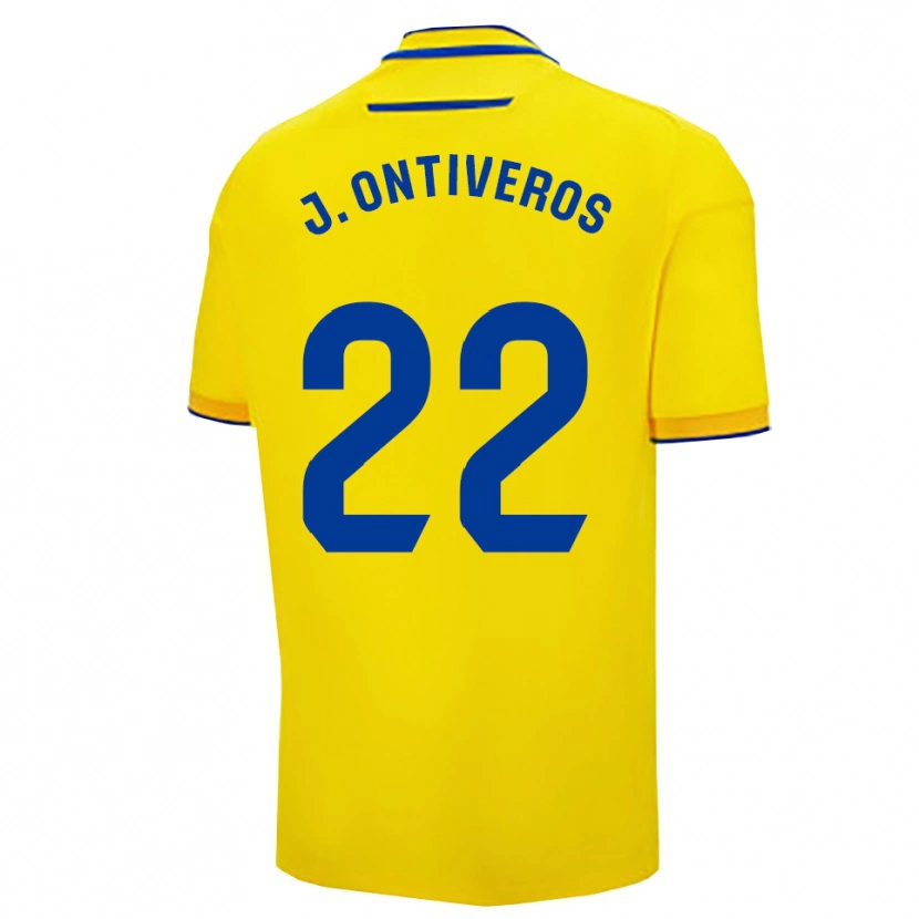 Danxen Kinderen Javi Ontiveros #22 Geel Marineblauw Thuisshirt Thuistenue 2025/26 T-Shirt