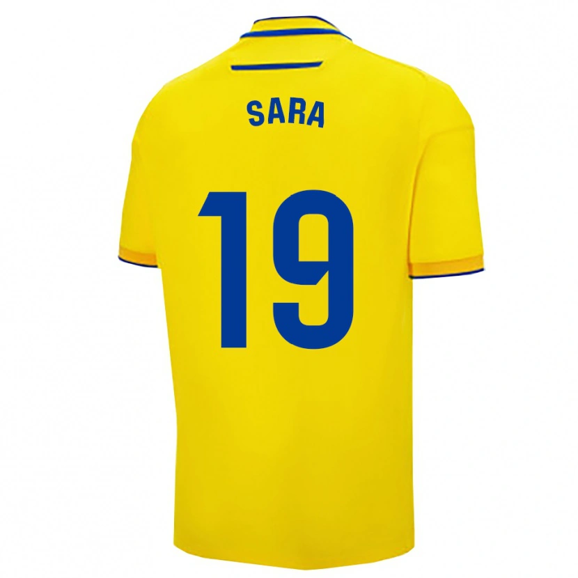 Danxen Kinderen Sara Sánchez García #19 Geel Marineblauw Thuisshirt Thuistenue 2025/26 T-Shirt