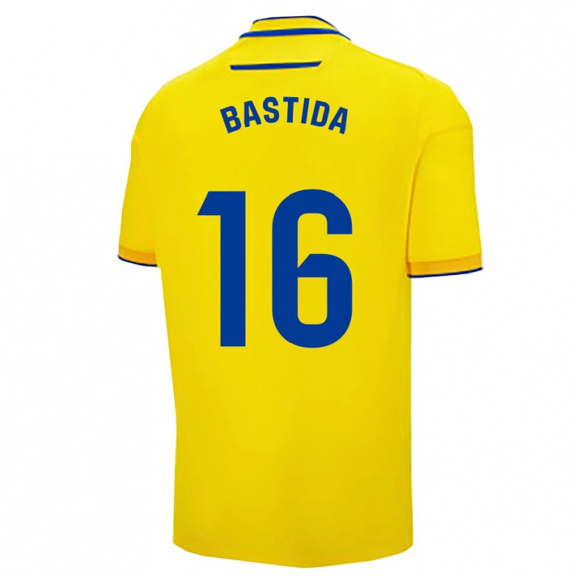 Danxen Kinderen Álvaro Bastida #16 Geel Marineblauw Thuisshirt Thuistenue 2025/26 T-Shirt