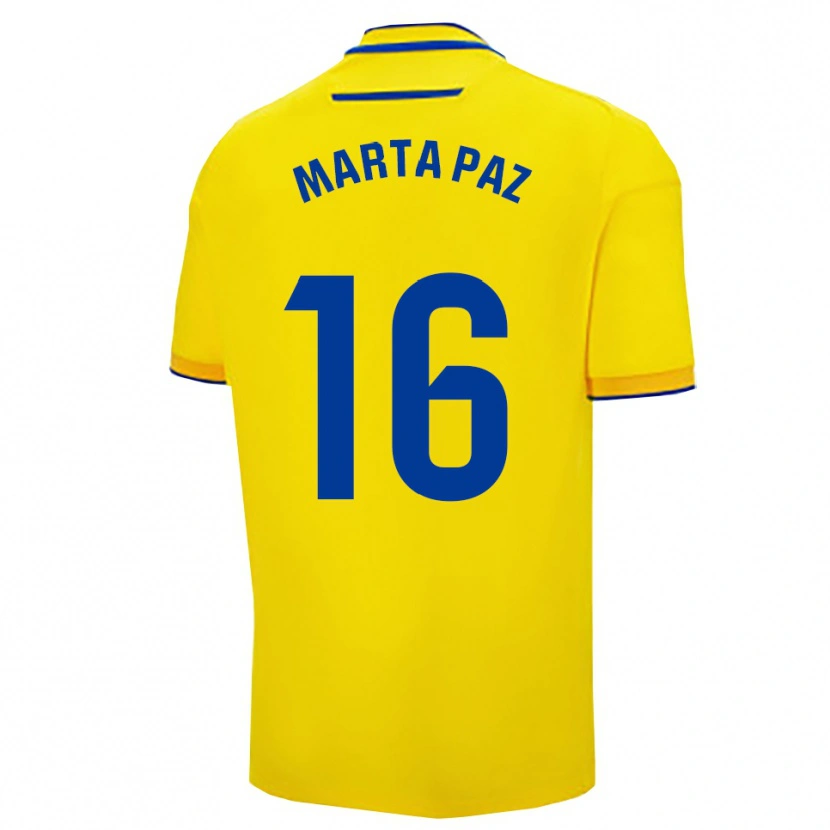 Danxen Kinderen Marta De Los Milagros Paz Cruz #16 Geel Marineblauw Thuisshirt Thuistenue 2025/26 T-Shirt