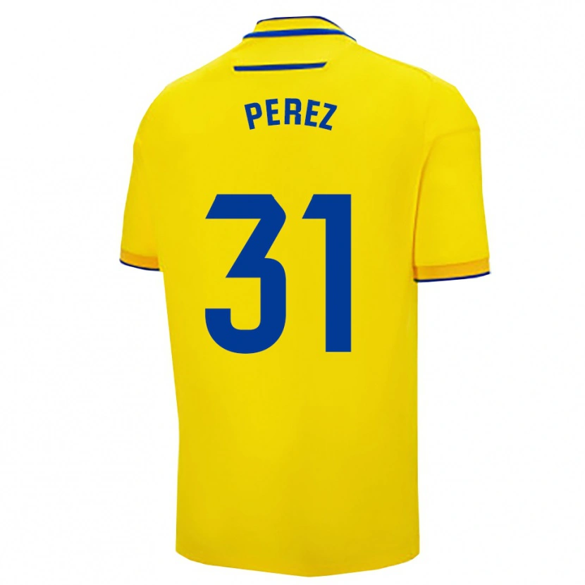 Danxen Kinderen Ángel Pérez #31 Geel Marineblauw Thuisshirt Thuistenue 2025/26 T-Shirt