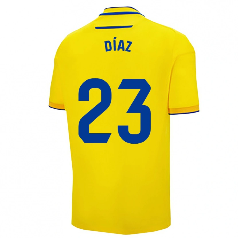 Danxen Kinderen Juan Díaz #23 Geel Marineblauw Thuisshirt Thuistenue 2025/26 T-Shirt