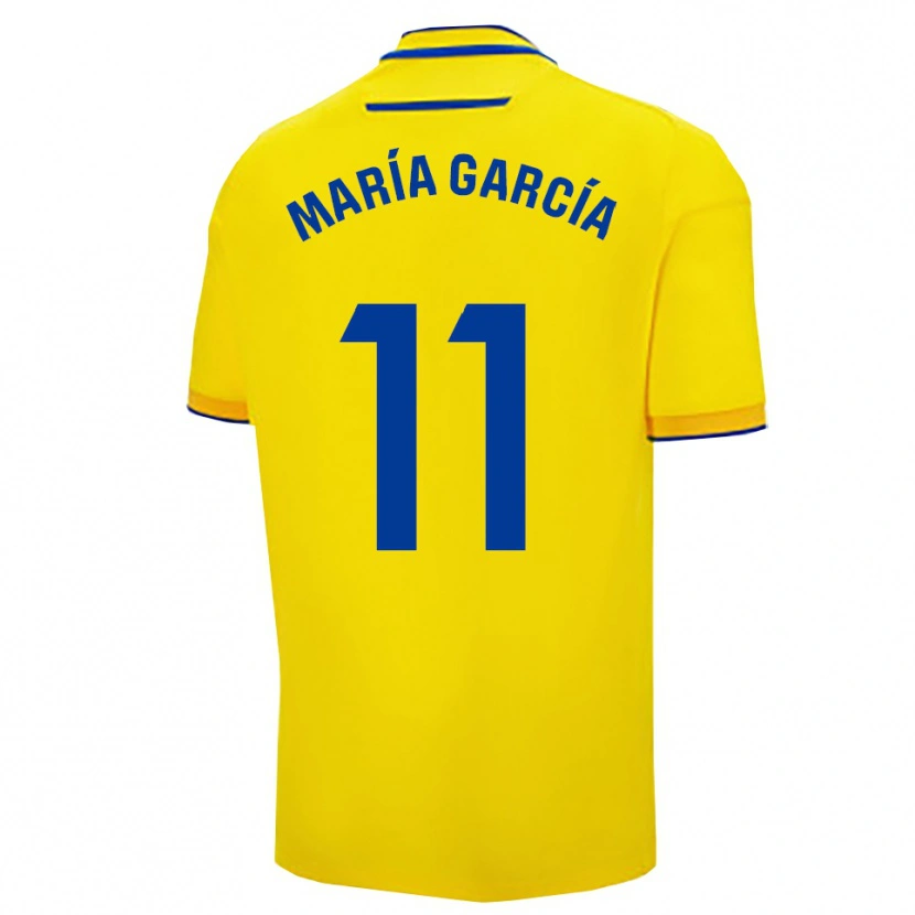 Danxen Kinderen María García Villega #11 Geel Marineblauw Thuisshirt Thuistenue 2025/26 T-Shirt