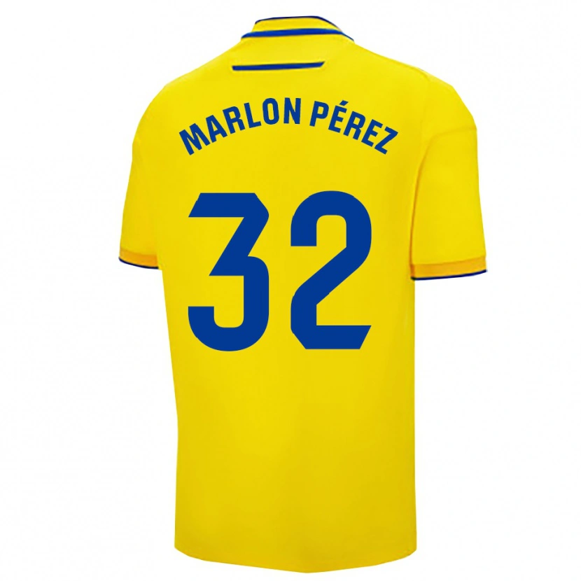 Danxen Kinderen Marlon Pérez #32 Geel Marineblauw Thuisshirt Thuistenue 2025/26 T-Shirt