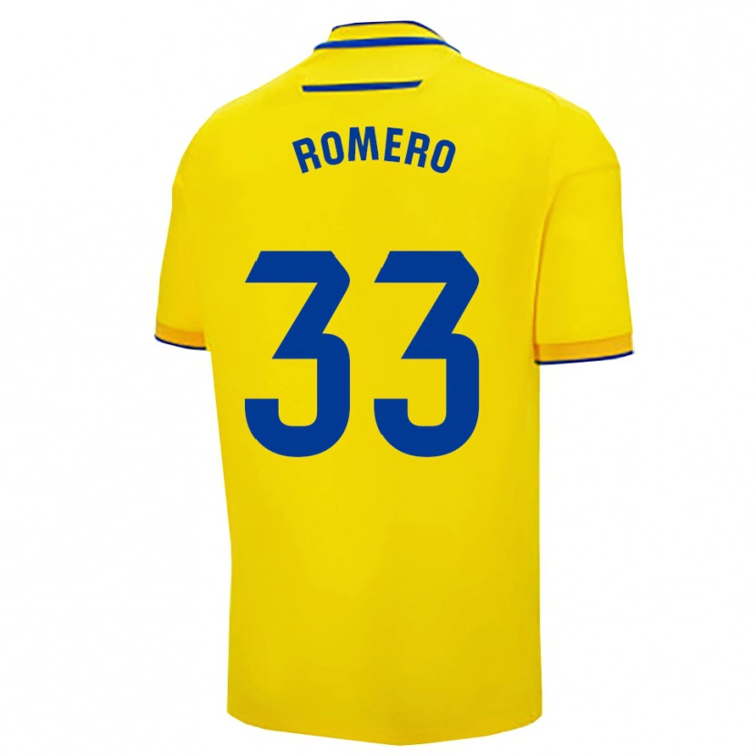 Danxen Kinderen Saúl Romero #33 Geel Marineblauw Thuisshirt Thuistenue 2025/26 T-Shirt