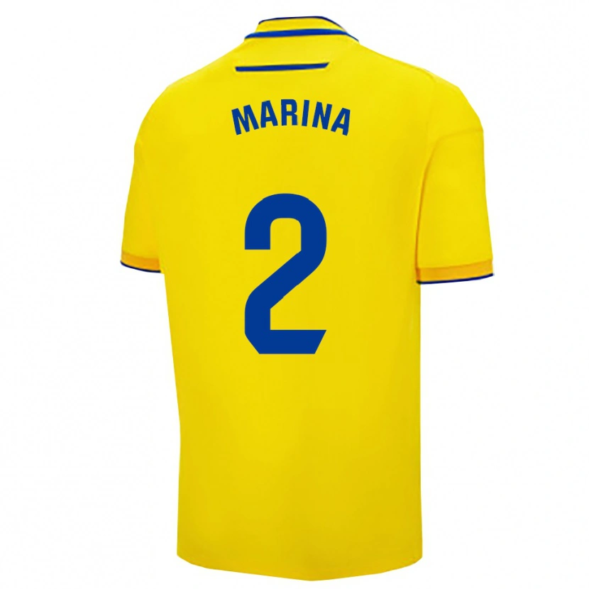 Danxen Kinderen Marina Galvez Jimenez #2 Geel Marineblauw Thuisshirt Thuistenue 2025/26 T-Shirt